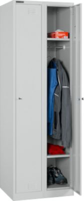 Schäfer Shop Select garderobekastenset, 2-delig, elk met 1 vak met 2 legplanken, 1 kast met kledingstang, B 300 x D 457 x H 1800 mm, dun plaatstaal, cilinderslot