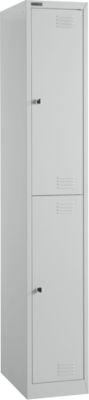 Schäfer Shop Select Garderobenspind, 1 x 2 Abteile, 2-türig, 2 Einlegeböden, Kleiderstange, B 300 x T 457 x H 1800 mm, Qualitätsfeinblech, abschließbar