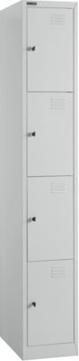 Schäfer Shop Select Garderobenspind, 1 x 4 Abteile, 4-türig, 3 Einlegeböden, B 300 x T 457 x H 1800 mm, Qualitätsfeinblech, abschließbar