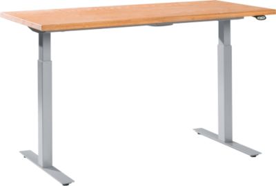 Schäfer Shop Select höhenverstellbarer Arbeitstisch, Multiplex-Platte, B 1500 x T 700 mm, Buche/weißaluminium RAL 9006