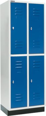 Schäfer Shop Select Kledinglocker, 2 x 2 compartimenten, 300 mm, met fitting, draaigrendelslot, deur gentiaanblauw