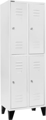 Schäfer Shop Select Kleiderspind, mit 2 x 2 Abteilen, 300 mm, mit Füssen, Zylinderschloss, Tür lichtgrau