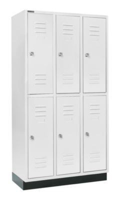 Schäfer Shop Select Kleiderspind, mit 3 x 2 Abteilen, 300 mm, mit Sockel, Zylinderschloss, Tür lichtgrau