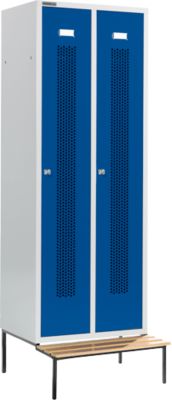 Schäfer Shop Select Kleiderspind, mit Sitzbank, 2 Abteile, 300 mm, Zylinderschloss, Tür enzianblau
