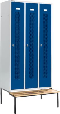 Schäfer Shop Select Kleiderspind, mit Sitzbank, 3 Abteile, 300 mm, Drehriegelverschluss, Tür enzianblau