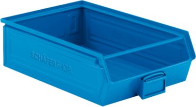 Schäfer Shop Select magazijnbak met open voorzijde, met draagbeugel, 18,5 l, 80 kg, L 501 x B 308 x H 146 mm, staal, RAL 5015 (hemelsblauw)