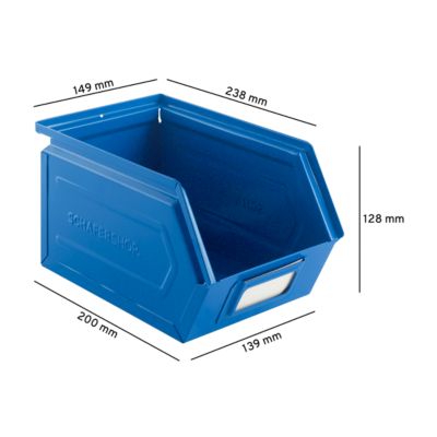 Schäfer Shop Select magazijnemmer met open voorzijde, staal, L 238 x B 149 x H 128 mm, 3,5 l, 8 kg, RAL 5015 (hemelsblauw)