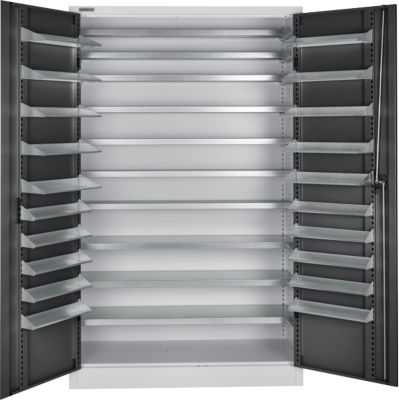 Schäfer Shop Select Magazinschrank, 10 Fachböden, ohne Ausstattung, B 1200 x T 500 x H 1935 mm, Stahl, weißaluminium/anthrazitgrau