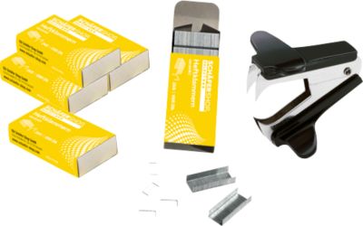 Schäfer Shop Select Marken-Heftklammern 24/6, 10 x 1000 Stück + Heftklammernentferner novus B 80, gratis