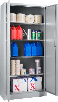 Schäfer Shop Select Materialschrank, abschliessbar, 4 verzinkte Böden, 5 OH,  B 800 x T 400 x H 1935 mm, Stahl,  weissaluminium/weissaluminium