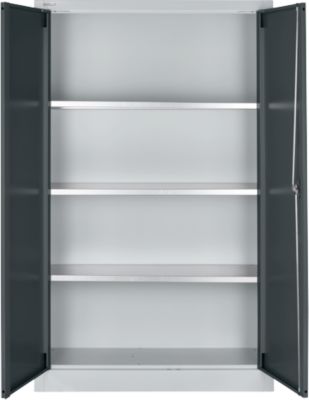 Schäfer Shop Select Materialschrank  MSI 16409i, B 950 x T 400 x H 1535 mm, 3 Böden, Stahl, Weißalu/anthrazitgrau