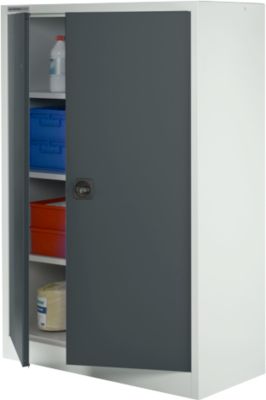Schäfer Shop Select Materialschrank  MSI 16412i, B 1200 x T 400 x H 1535 mm, 3 Böden, Stahl, lichtgrau/anthrazitgrau