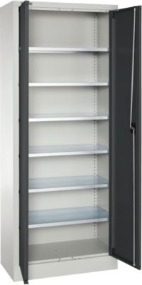Schäfer Shop Select Materialschrank MSI 2409, Stahl, 6 Fachböden, B 950 x T 400 x H 1935 mm, lichtgrau/anthrazitgrau