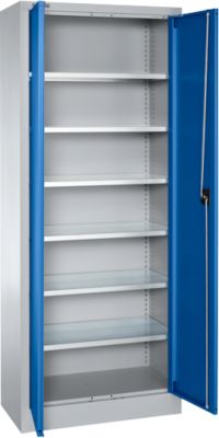Schäfer Shop Select Materialschrank MSI 2409, Stahl, 6 Fachböden, B 950 x T 400 x H 1935 mm, weissaluminium/enzianblau 