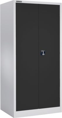 Schäfer Shop Select Materialschrank MSI 2509, 4 Zwischenböden, Zylinderschloss, B 950 x T 500 x H 1935 mm, weissaluminum RAL 9006/anthrazitgrau RAL 7016