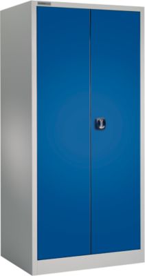 Schäfer Shop Select Materialschrank MSI 2609 S, verstärkte Ausführung, bis 100 kg/Fachboden, B 950 x T 600 x H 1935 mm, weißaluminium/enzianblau