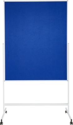 Schäfer Shop Select Moderationstafel SH MT 121, mobil, beidseitig verwendbar, B 1200 x H 1500 mm, Filz, Aluminium & Metall, blau-weiß