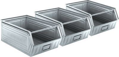 Schäfer Shop Select open opbergbox, met steunbeugel, L 524 x B 307 x H 201 mm, 26 l, staal, verzinkt, 3 stuks