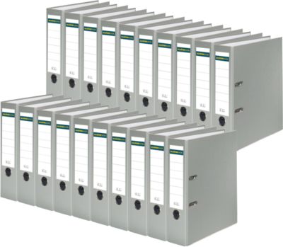 Schäfer Shop Select Ordner, DIN A4, Rückenbreite 80 mm, 20 Stück, Polypropylen und Recyclingpapier, grau