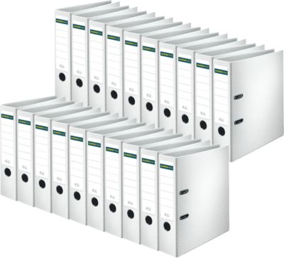 Schäfer Shop Select Ordner, DIN A4, Rückenbreite 80 mm, 20 Stück, Polypropylen und Recyclingpapier, weiß