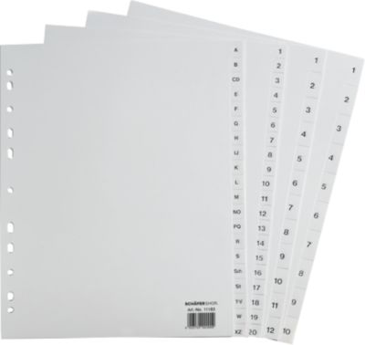 Schäfer Shop Select Ordner-Register, Überbreite, Zahlen 1-12, grau