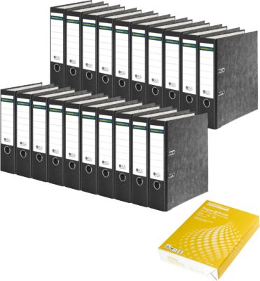Schäfer Shop Select Ordner, schwarz, DIN A4, 80 mm, 20 Stück + GRATIS  Kopierpapier