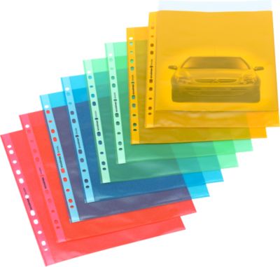 Schäfer Shop Select Prospekthüllen, DIN A4, genarbt, oben offen, dokumentenecht, 25 Stück, rot