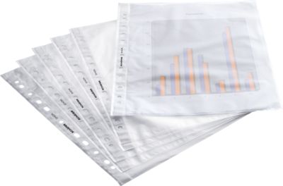 Schäfer Shop Select Prospekthüllen, DIN A4, oben offen, 0,05 mm, genarbt, transparent, 6 x 100 Stück