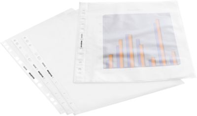 Schäfer Shop Select Prospekthüllen Exclusiv, PP, DIN A4, Lochseite offen, Stärke 0,06 mm, 100 Stück