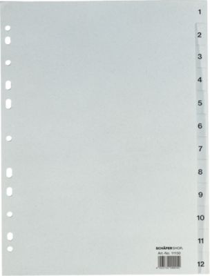 Schäfer Shop Select Recycling-Register DIN A4, Zahlen 1-12, einzeln