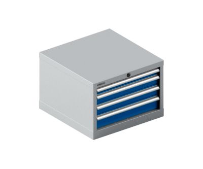 Schäfer Shop Select  Schubladenschrank 27-27, 4 Schübe, bis 75 kg, B 564 x T 572 x H 400 mm, enzianblau/weißaluminium 