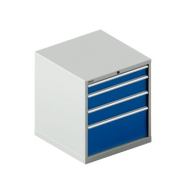 Schäfer Shop Select Schubladenschrank  36-36, 4 Schübe, bis 75 kg, B 717 x T 725 x H 800 mm, lichtgrau/enzianblau