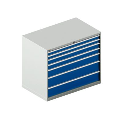 Schäfer Shop Select Schubladenschrank 64-36, 7 Schübe, bis 75 kg, B 1193 x T 725 x H 1000 mm, lichtgrau/enzianblau