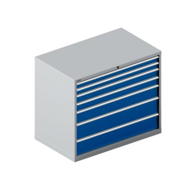 Schäfer Shop Select Schubladenschrank 64-36, 7 Schübe, bis 75 kg, B 1193 x T 725 x H 1000 mm, weissalu/enzianblau