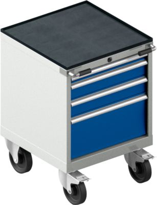 Schäfer Shop Select Schubladenschrank mit Rollen WSK 18-27, 4 Schübe, bis 75 kg, B 411 x T 572 x H 770 mm, enzianblau/lichtgrau