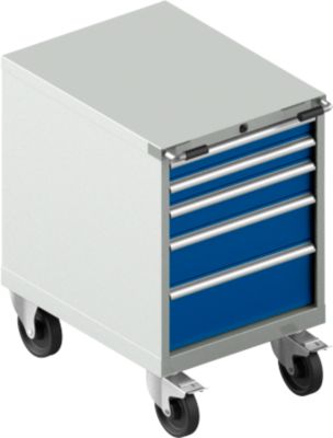 Schäfer Shop Select Schubladenschrank mit Rollen WSK 27-36, 5 Schübe, bis 75 kg, B 564 x T 725 x H 920 mm, lichtgrau/enzianblau