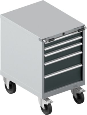 Schäfer Shop Select Schubladenschrank mit Rollen WSK 27-36, 5 Schübe, bis 75 kg, B 564 x T 725 x H 920 mm, weißaluminium/anthrazitgrau