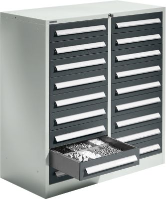 Schäfer Shop Select Schubladenschrank SF 180, 18 Schübe, lichtgrau RAL 7035 anthrazitgrau RAL 7016
