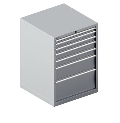 Schäfer Shop Select Schubladenschrank WSK 54-36, Stahl, 7 Schübe, bis 75 kg, B 1023 x T 725 x H 1000 mm, weissaluminium/weissaluminium