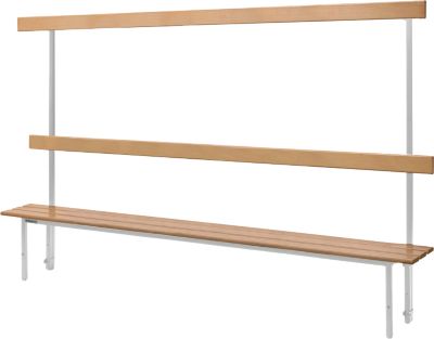 Schäfer Shop Select Sitzbank, für Umkleideräume, mit Rückwand, 10 Doppelhaken, B 1995 x T 310 x H 415 mm, lichtgrau 