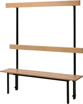 Schäfer Shop Select Sitzbank, für Umkleideräume, mit Rückwand, 5 Doppelhaken, B 995 x T 310 x H 415 mm, schwarz