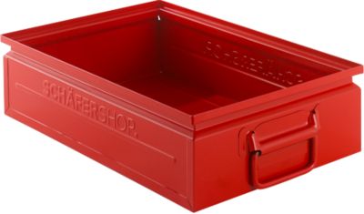 Schäfer Shop Select Stapelbox, 16 l, 100 kg, L 478 x B 307 x H 120 mm, Stahl, RAL 3000 (feuerrot)