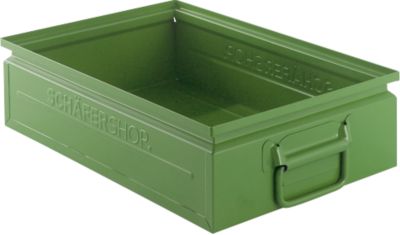 Schäfer Shop Select Stapelbox, 16 l, 100 kg, L 478 x B 307 x H 120 mm, Stahl, RAL 6011 (resadagrün)
