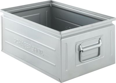 Schäfer Shop Select Stapelbox, 25 l, 120 kg, L 478 x B 307 x H 200 mm, Stahl, galvanisch verzinkt