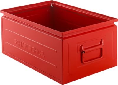 Schäfer Shop Select Stapelbox, 25 l, 120 kg, L 478 x B 307 x H 200 mm, Stahl, RAL 3000 (feuerrot)