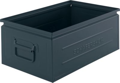 Schäfer Shop Select Stapelbox, 29,5 l, 50 kg, L 527 x B 308 x H 200 mm, Stahl, RAL 5008 (graublau)