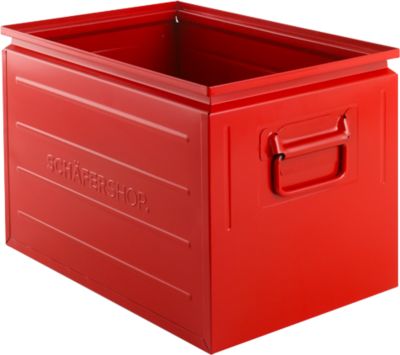 Schäfer Shop Select Stapelbox, 40 l, 150 kg, L 480 x B 308 x H 301 mm, Stahl, RAL 3000 (feuerrot)