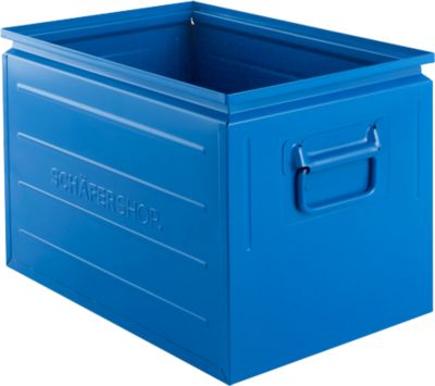 Schäfer Shop Select Stapelbox, 40 l, 150 kg, L 480 x B 308 x H 301 mm, Stahl, RAL 5015 (himmelblau)