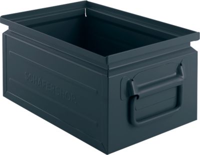 Schäfer Shop Select Stapelbox, 8,5 l, 60 kg, L 330 x B 209 x H 150 mm, Stahl, RAL 5008 (graublau)