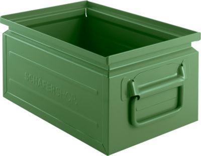 Schäfer Shop Select Stapelbox, 8,5 l, 60 kg, L 330 x B 209 x H 150 mm, Stahl, RAL 6011 (resadagrün)